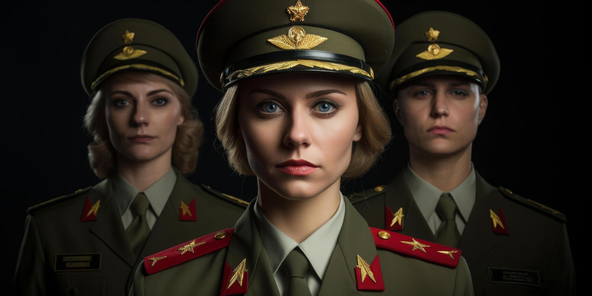 military officers in uniform with serious expressions photo