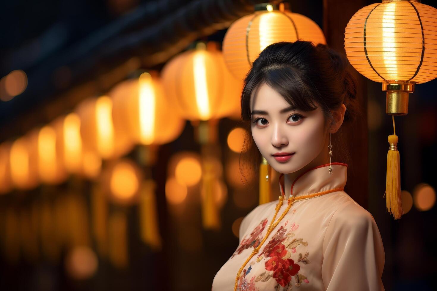beautiful asian woman in traditional chinese dress photo