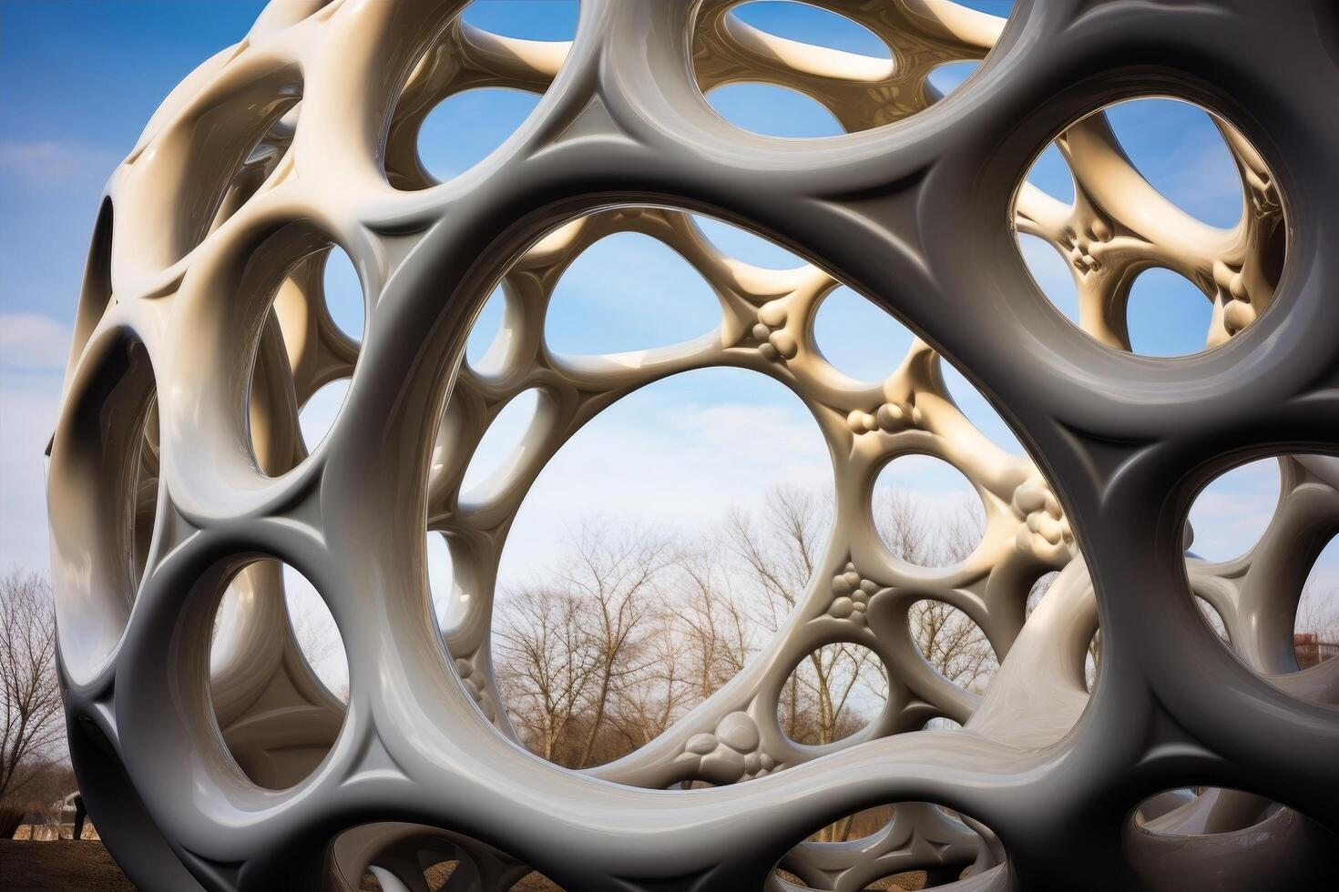 Organic abstract sculpture against blue sky photo