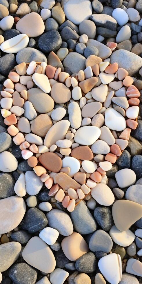 Assorted smooth river rocks and pebbles photo
