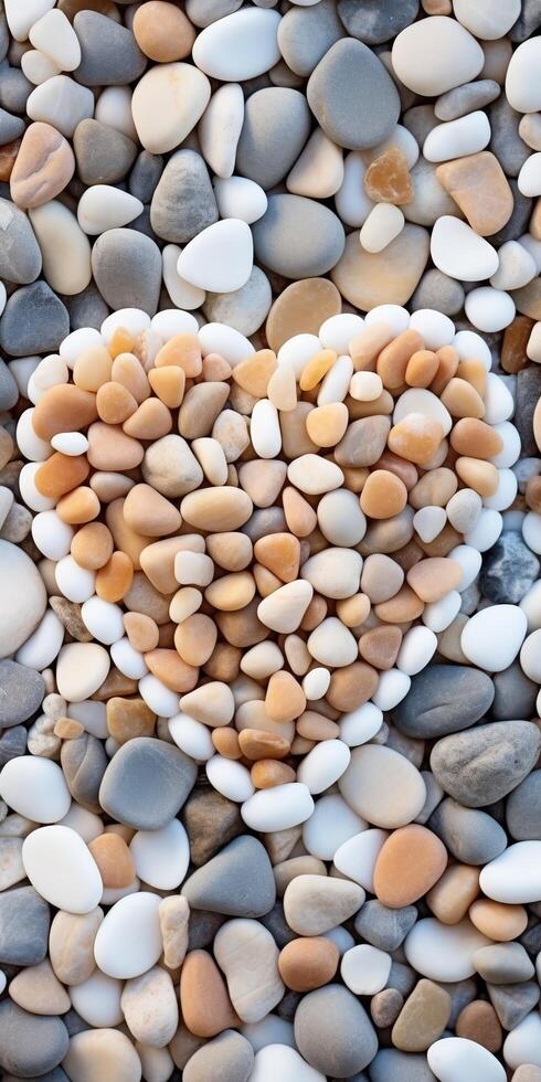 Assorted smooth river rocks and pebbles photo