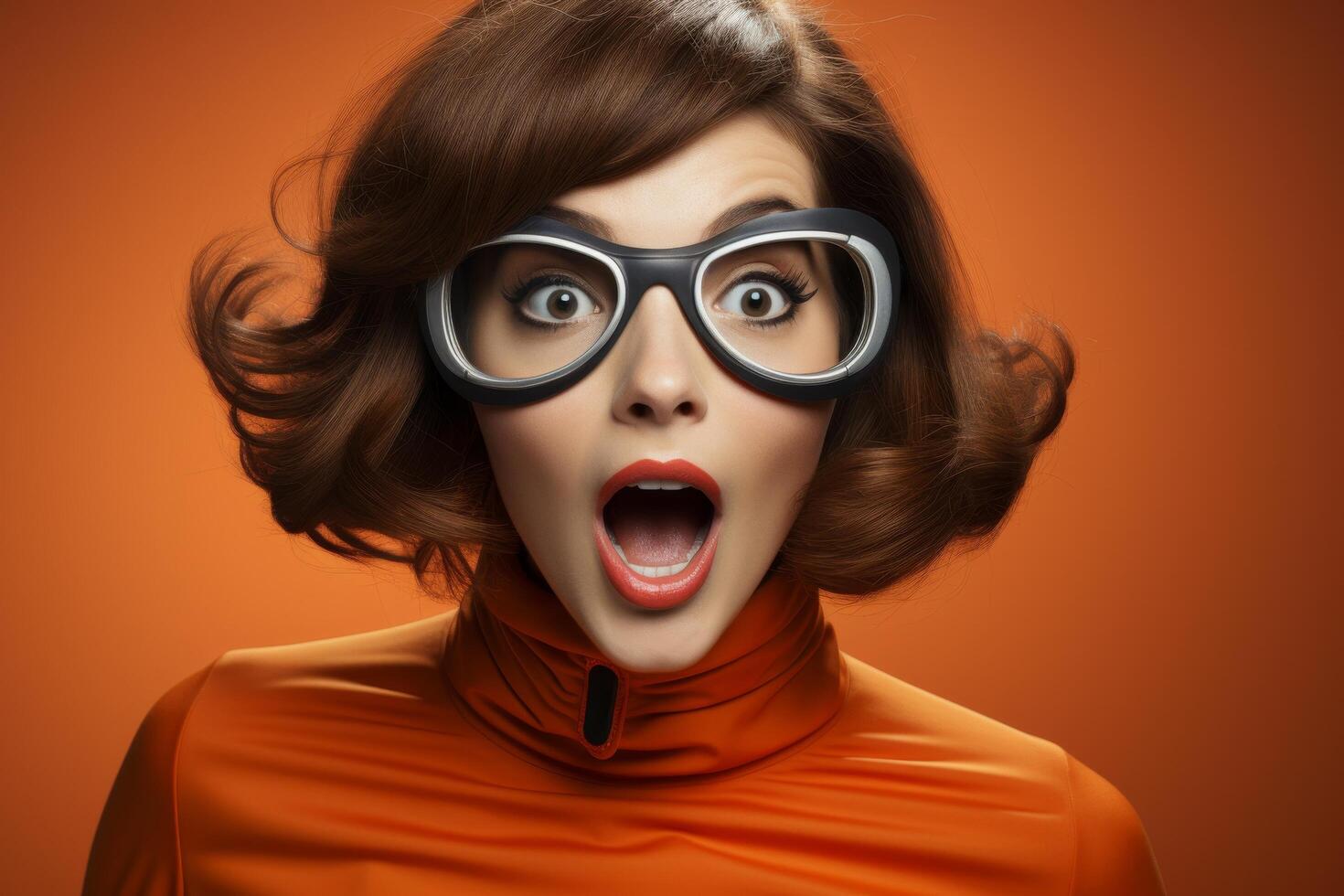 Surprised woman with big glasses photo