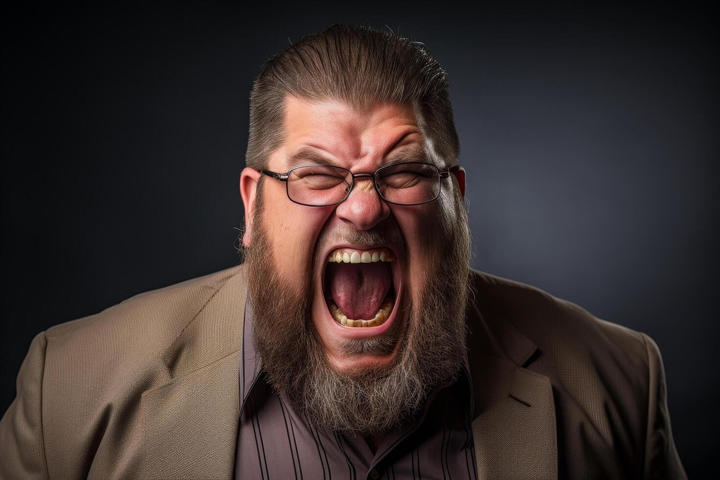 Angry businessman shouting loudly photo