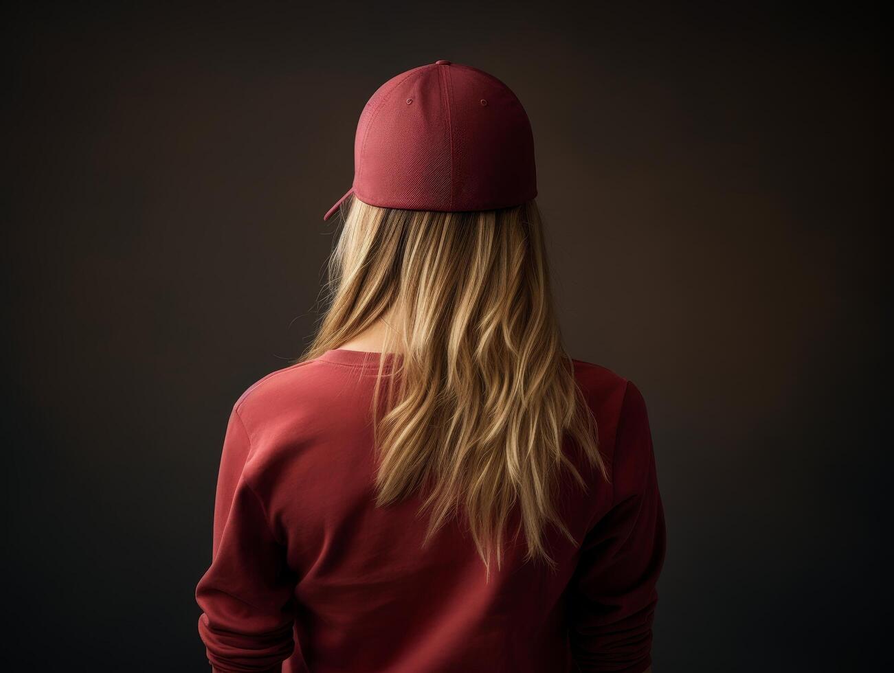 Mysterious person in red hat and clothing photo