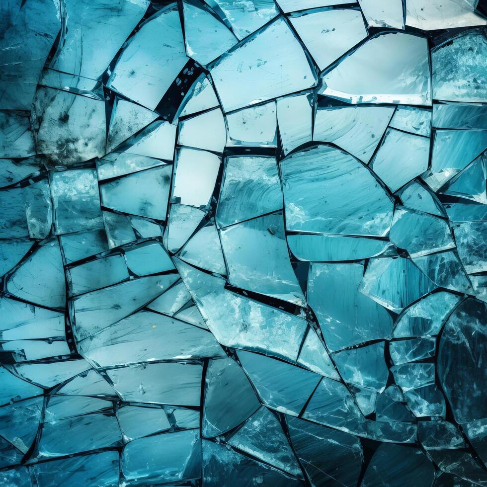 abstract shattered glass texture in blue tones photo