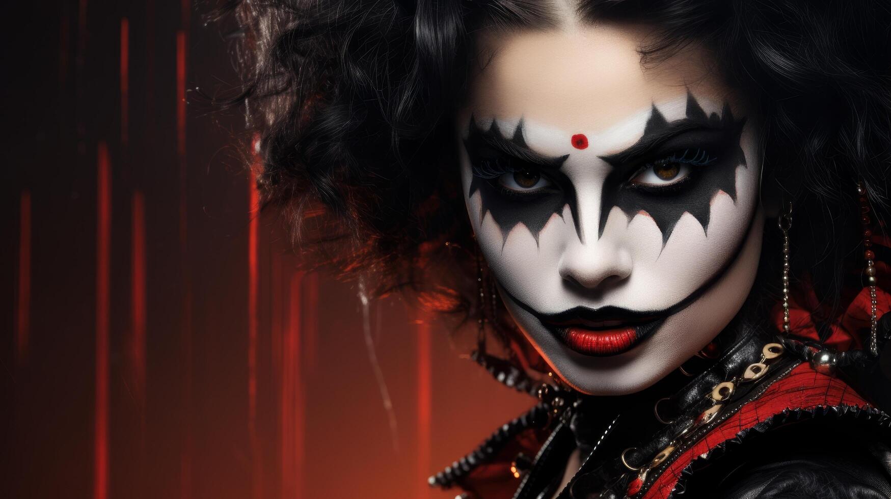 Dramatic portrait of a woman with gothic makeup photo