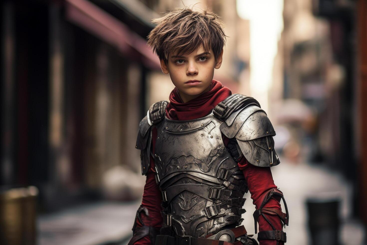 young warrior in futuristic armor photo