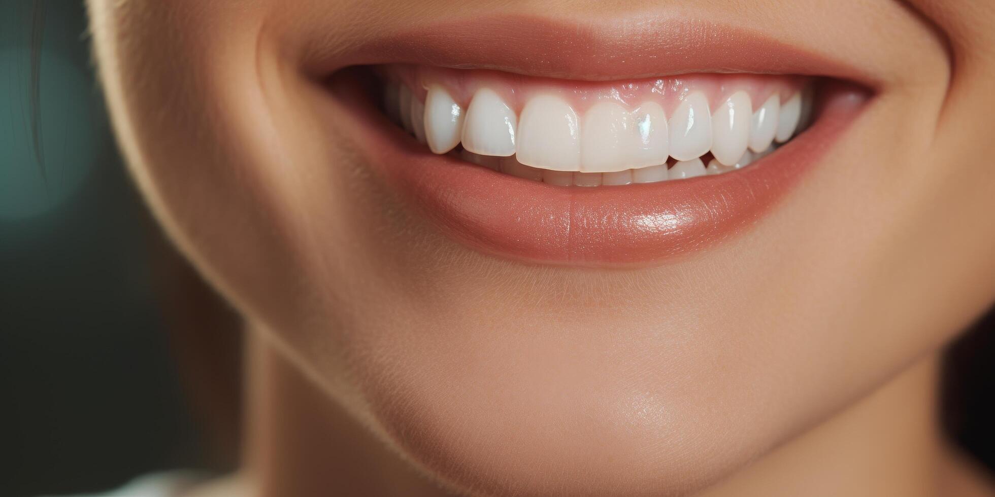 close up of a persons smiling teeth photo
