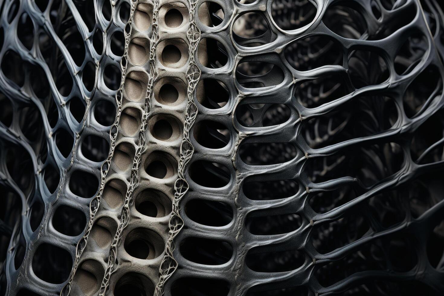Abstract metallic structure with intricate patterns photo