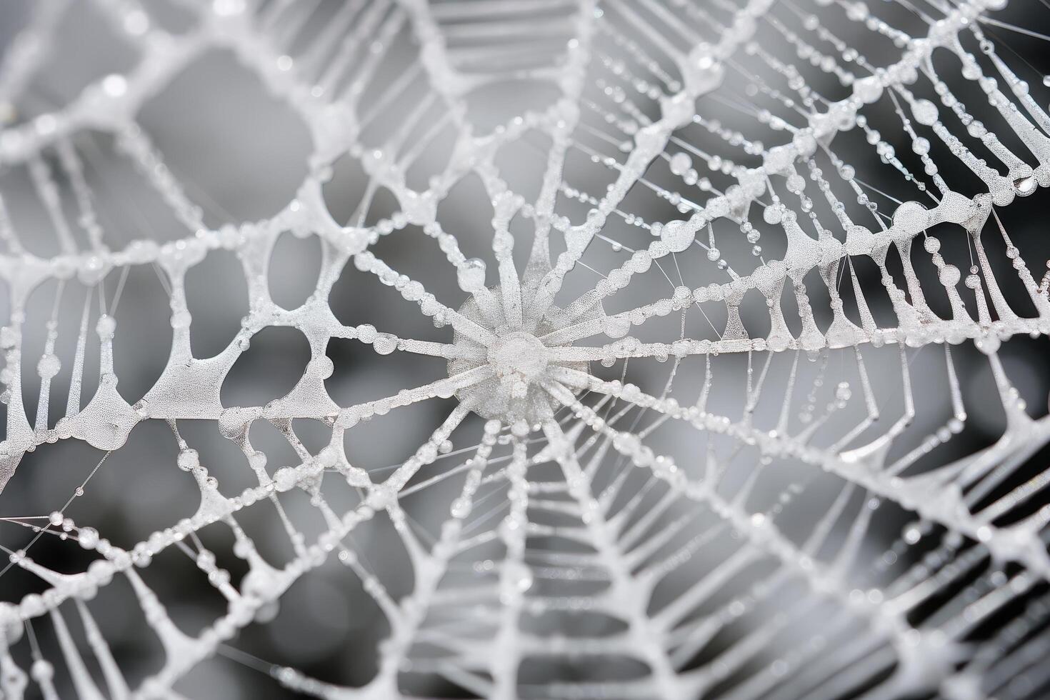 Intricate spider web covered in frost photo