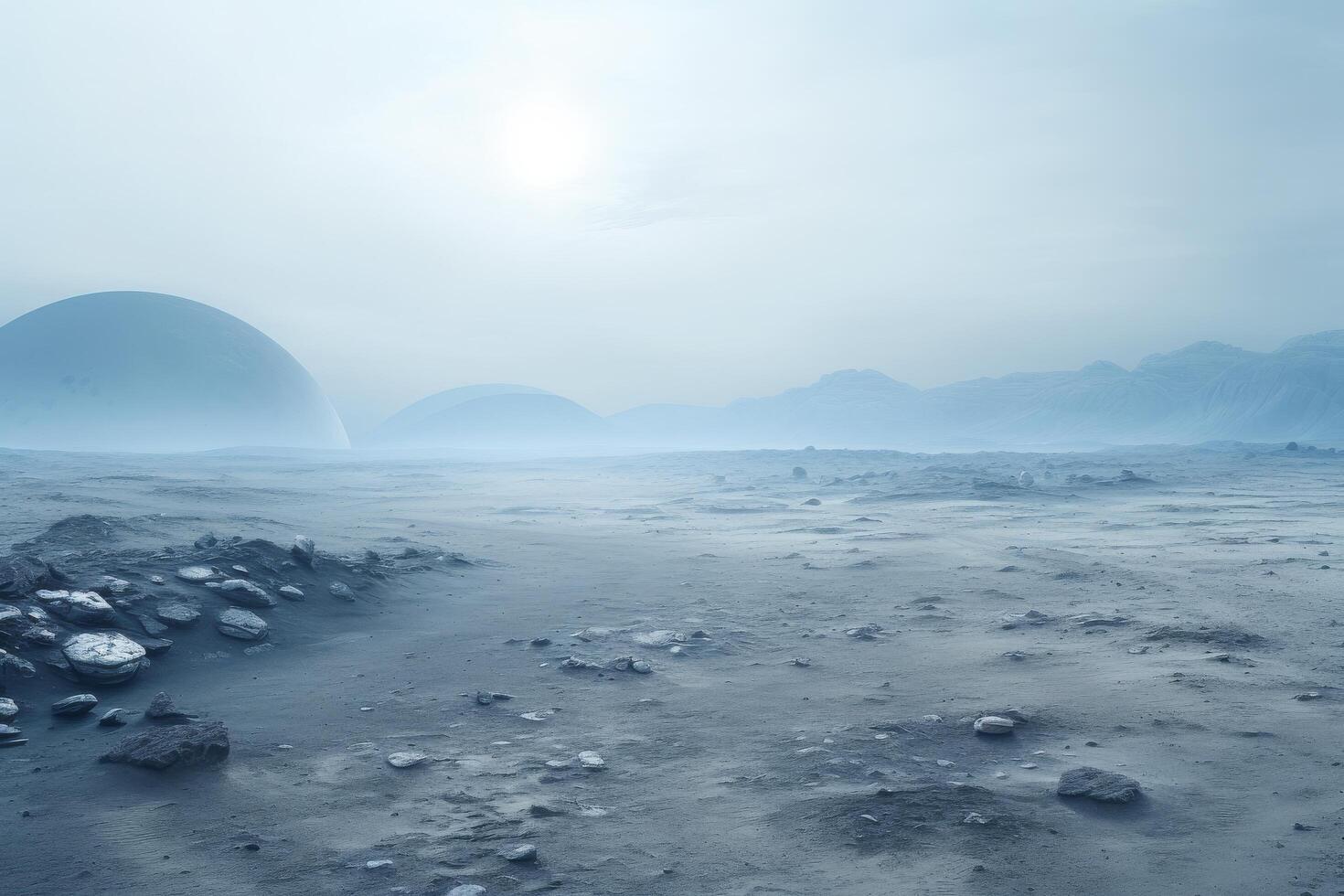 Misty mountain lake landscape photo
