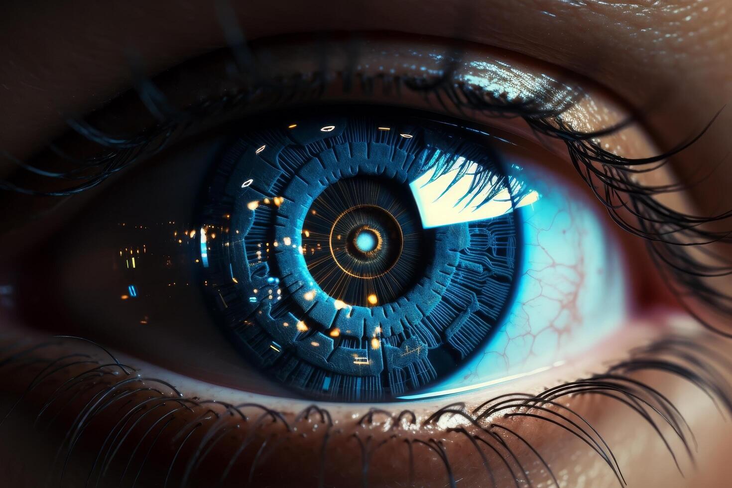 Futuristic eye with intricate iris photo