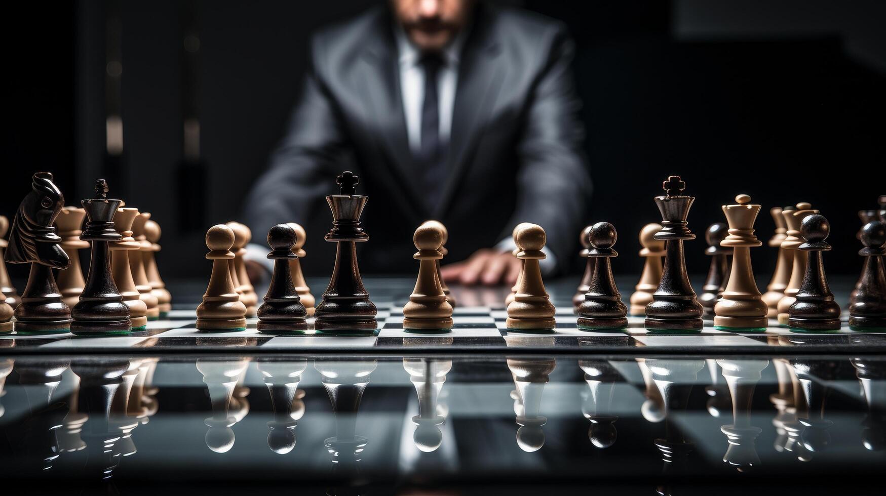business strategy and leadership concept with chess pieces photo