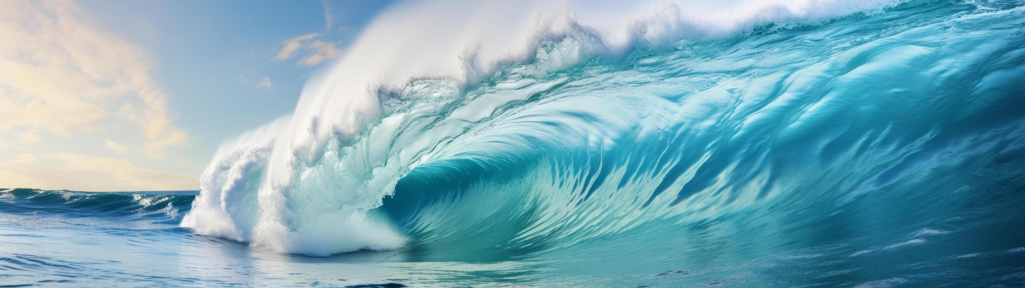 Powerful ocean wave crashing photo