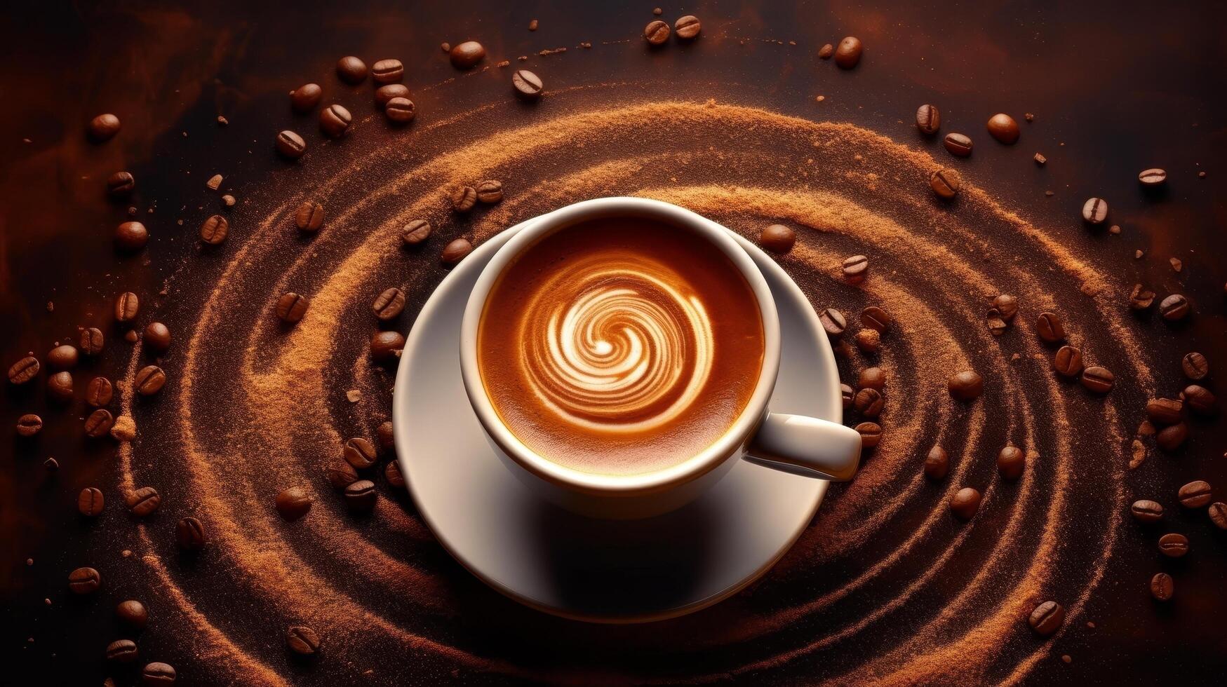 Delicious coffee with beautiful latte art photo