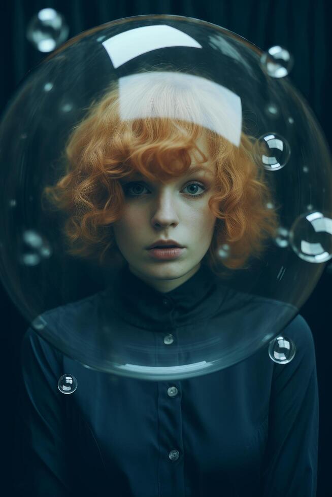 Mysterious woman in space suit photo