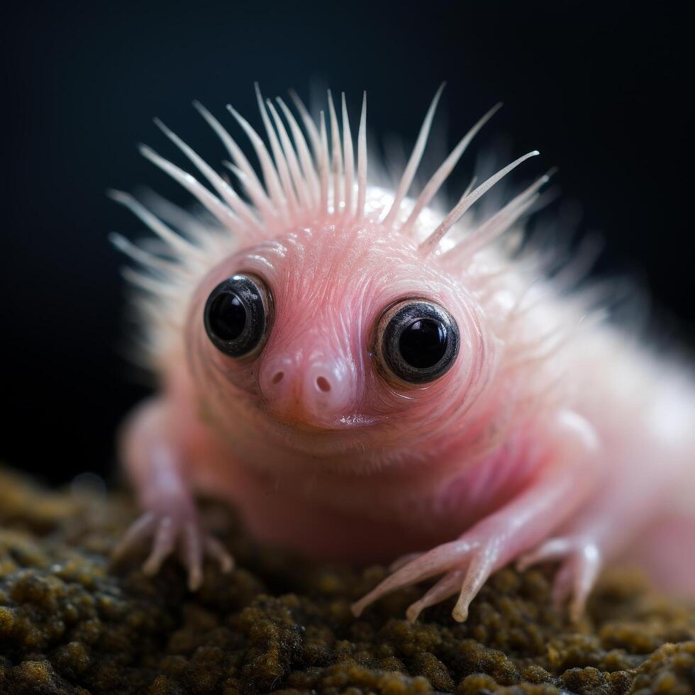 Closeup of a cute pink axolotl photo