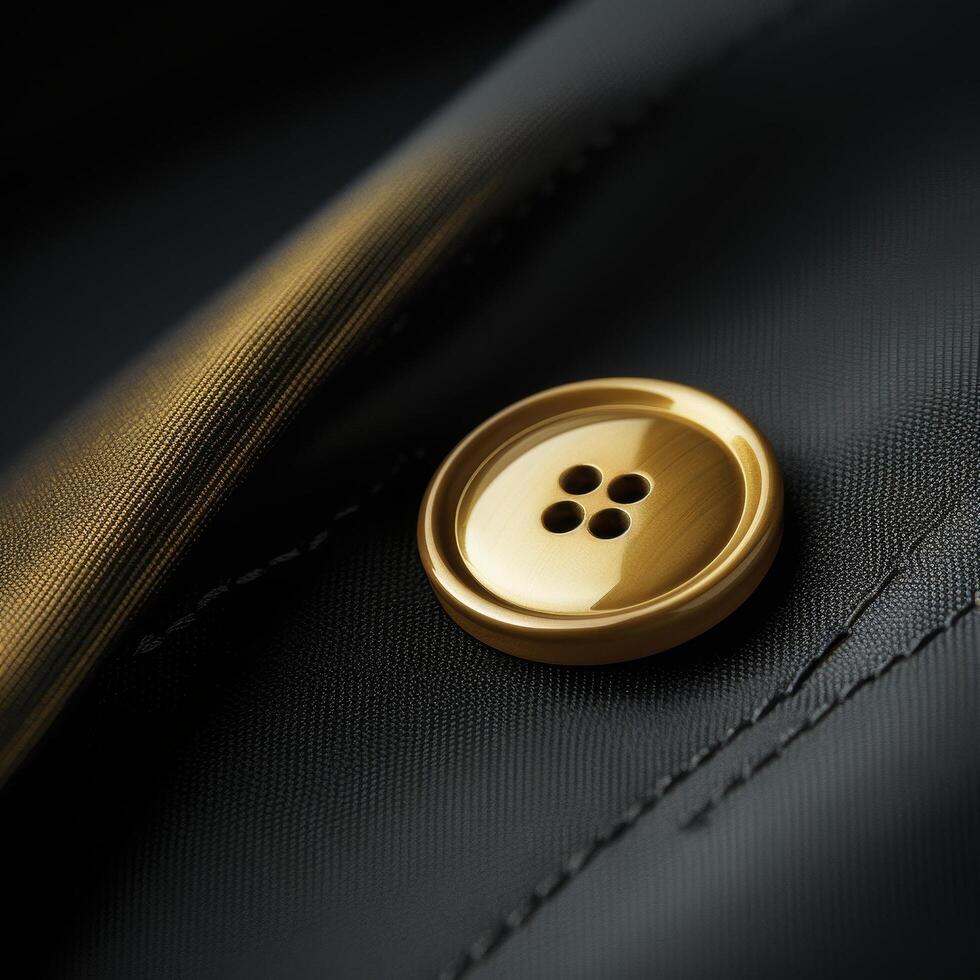 Elegant golden button on black fabric photo