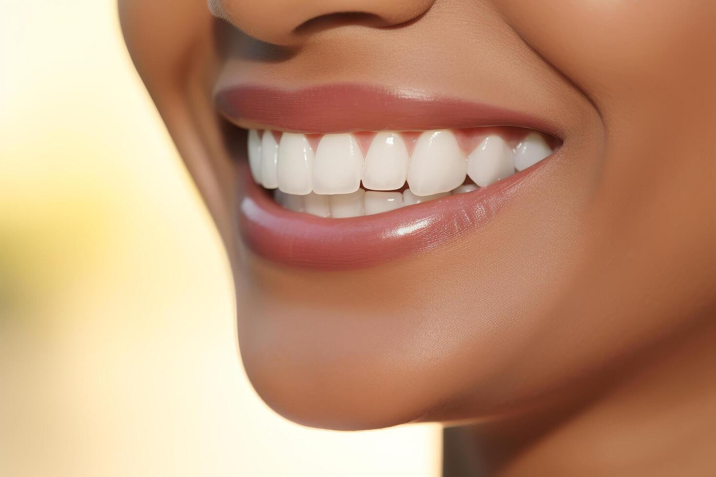 close up of a smiling womans teeth photo