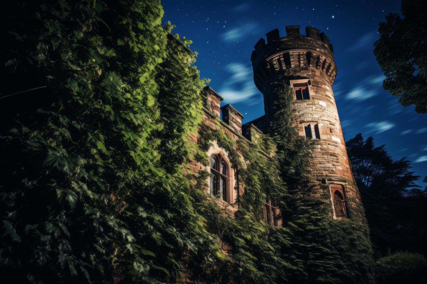 Enchanting medieval castle at night photo