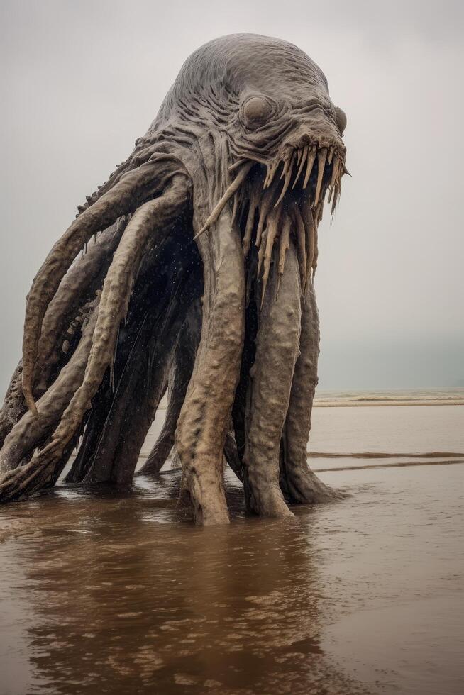 Mysterious underwater creature with tentacles photo