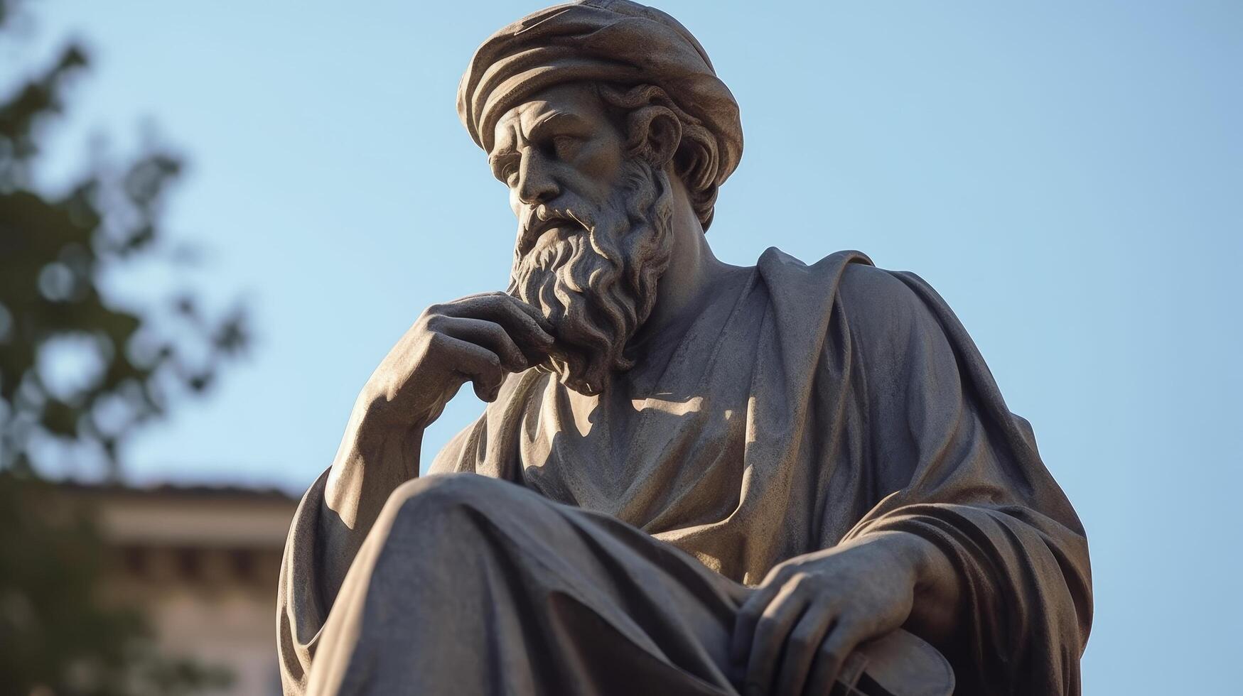 Thoughtful philosopher statue photo