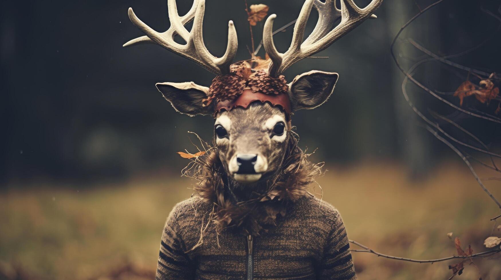 mysterious deer like creature in the woods photo