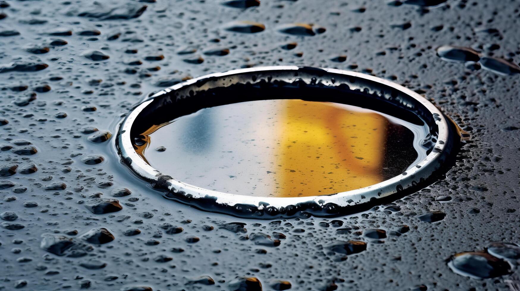 Reflection of the sun in a puddle of water photo