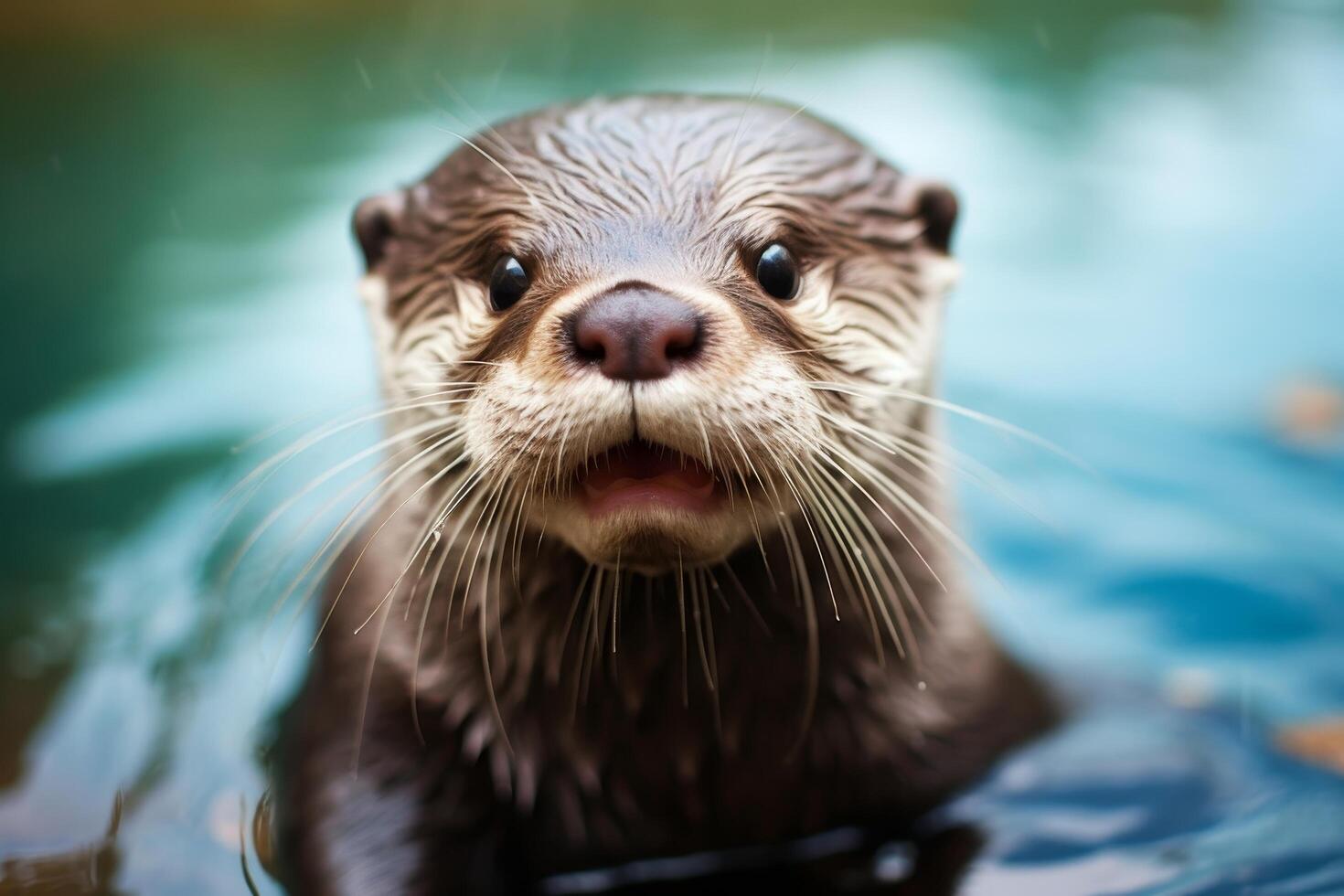 close up portrait of a curious otter photo