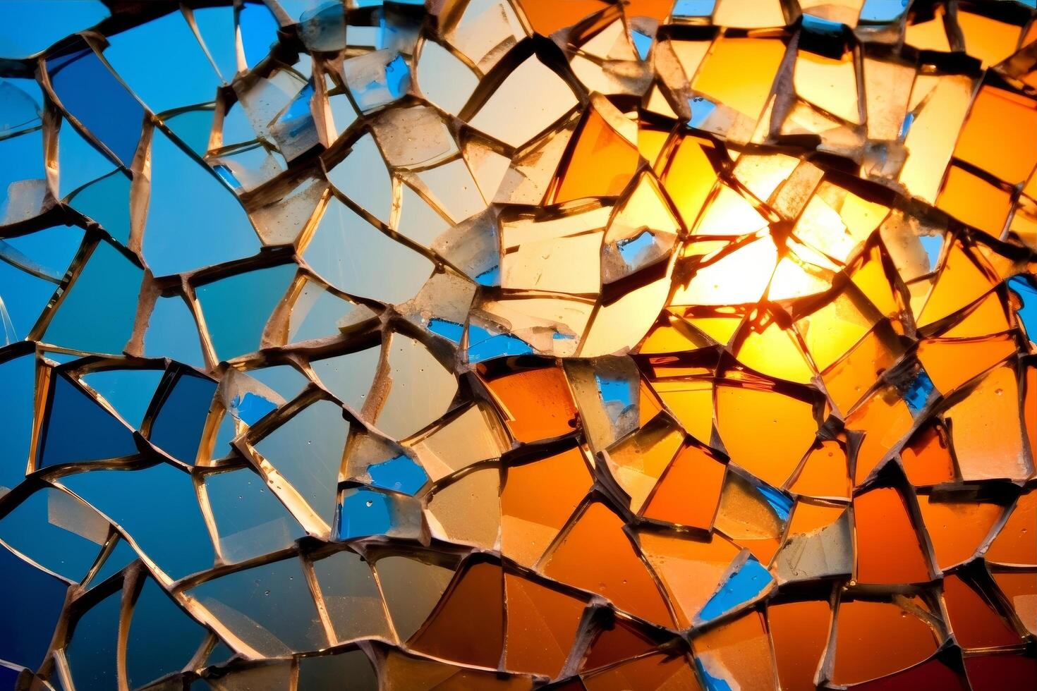 Shattered glass mosaic in vibrant colors photo