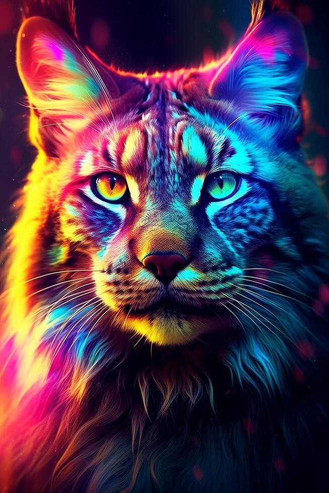 Vibrant and colorful cat portrait photo