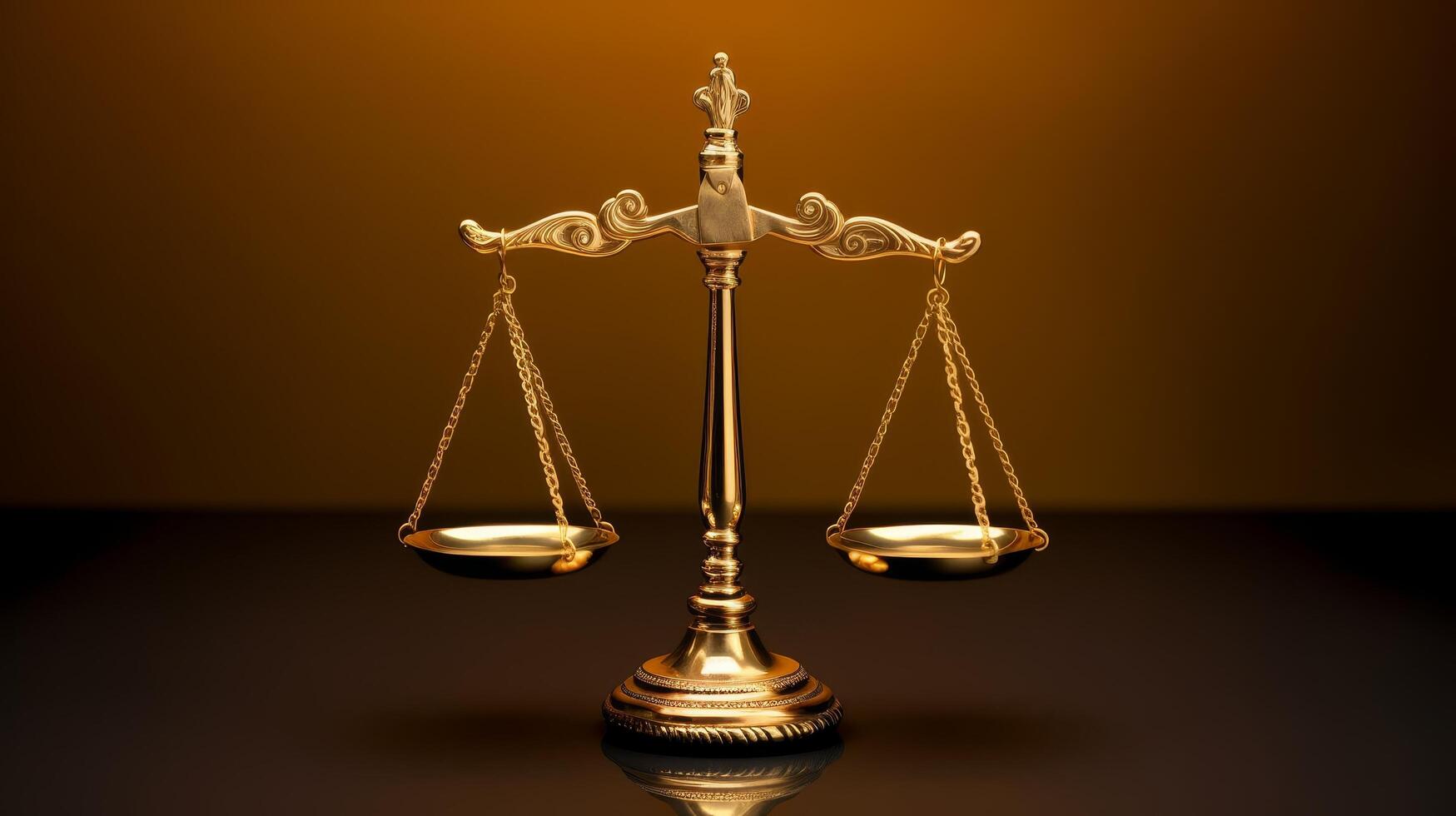 golden scales of justice on dark background photo