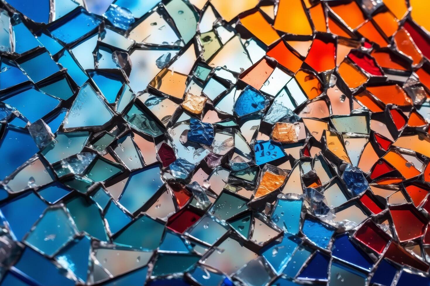 Colorful broken glass mosaic pattern photo
