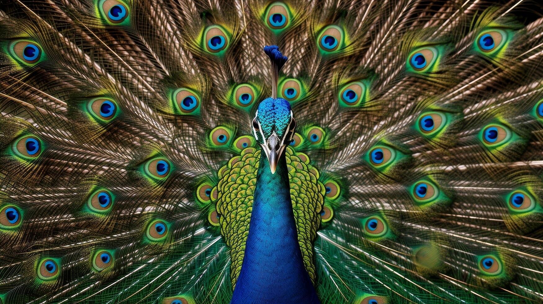 Vibrant peacock displaying its magnificent feathers photo