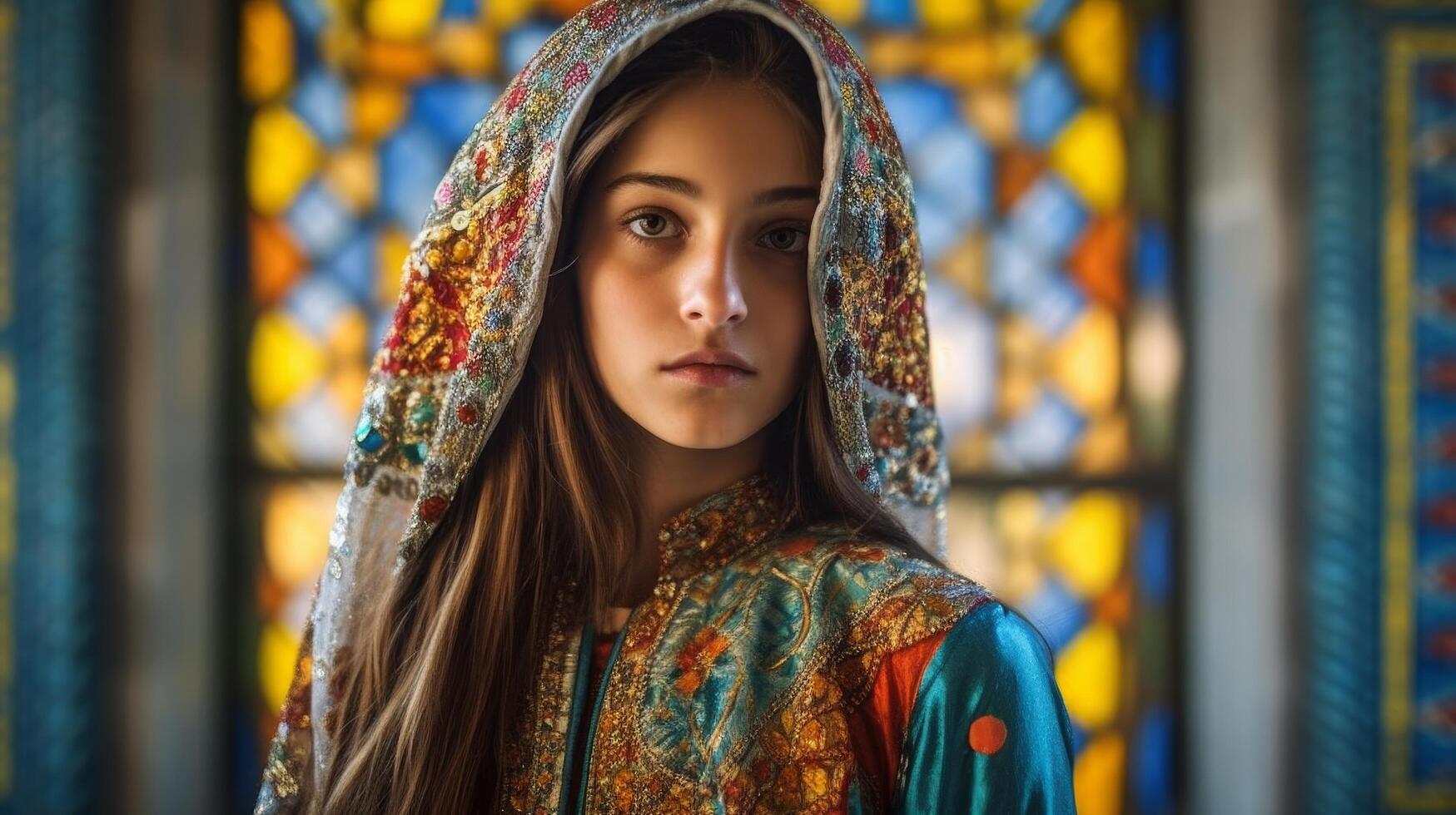 woman in colorful traditional clothing photo