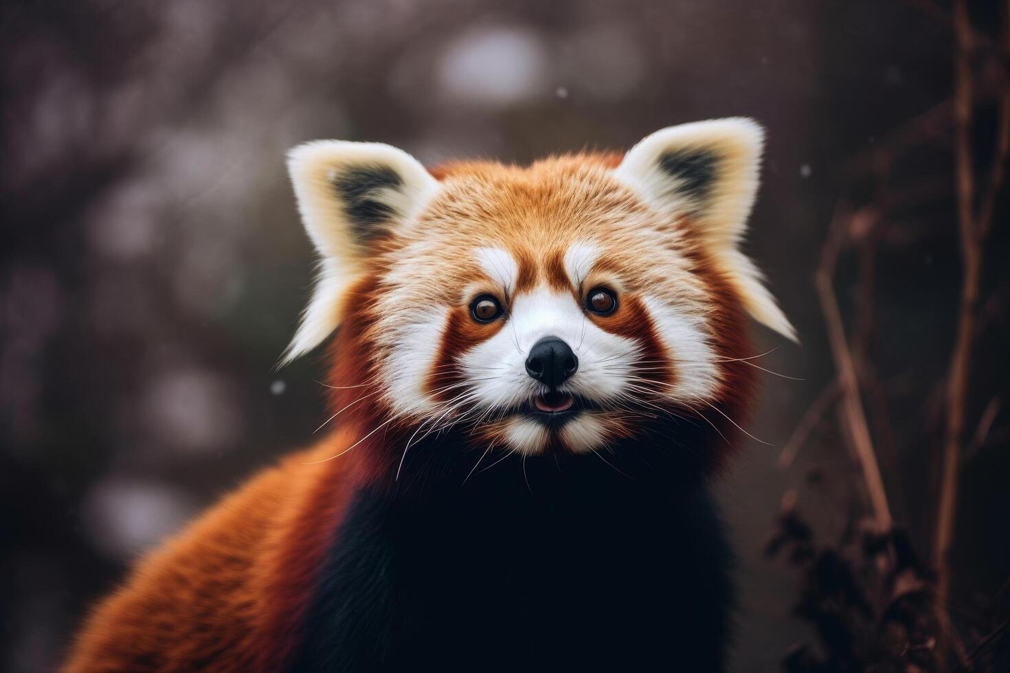 Curious red panda looking at camera photo