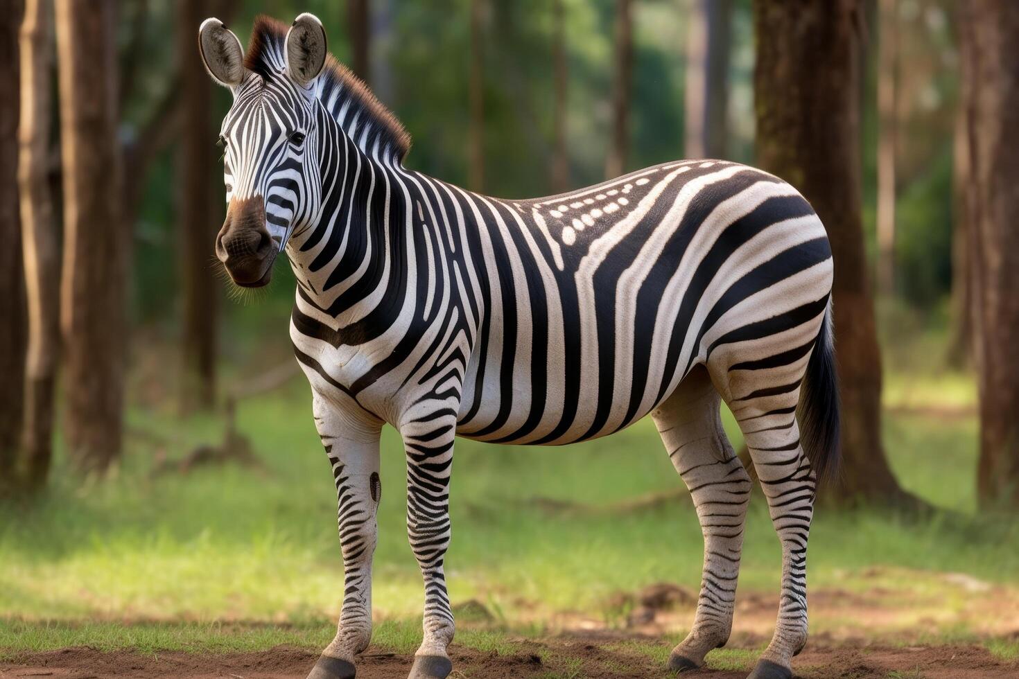 Zebra standing in the forest photo