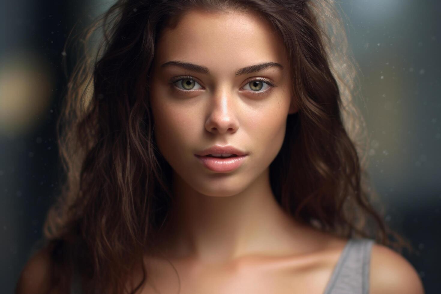 Captivating woman with intense gaze photo