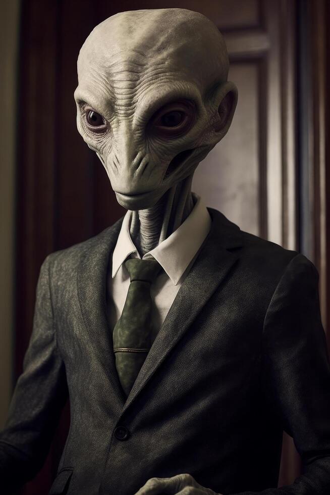 Alien businessman in suit and tie photo