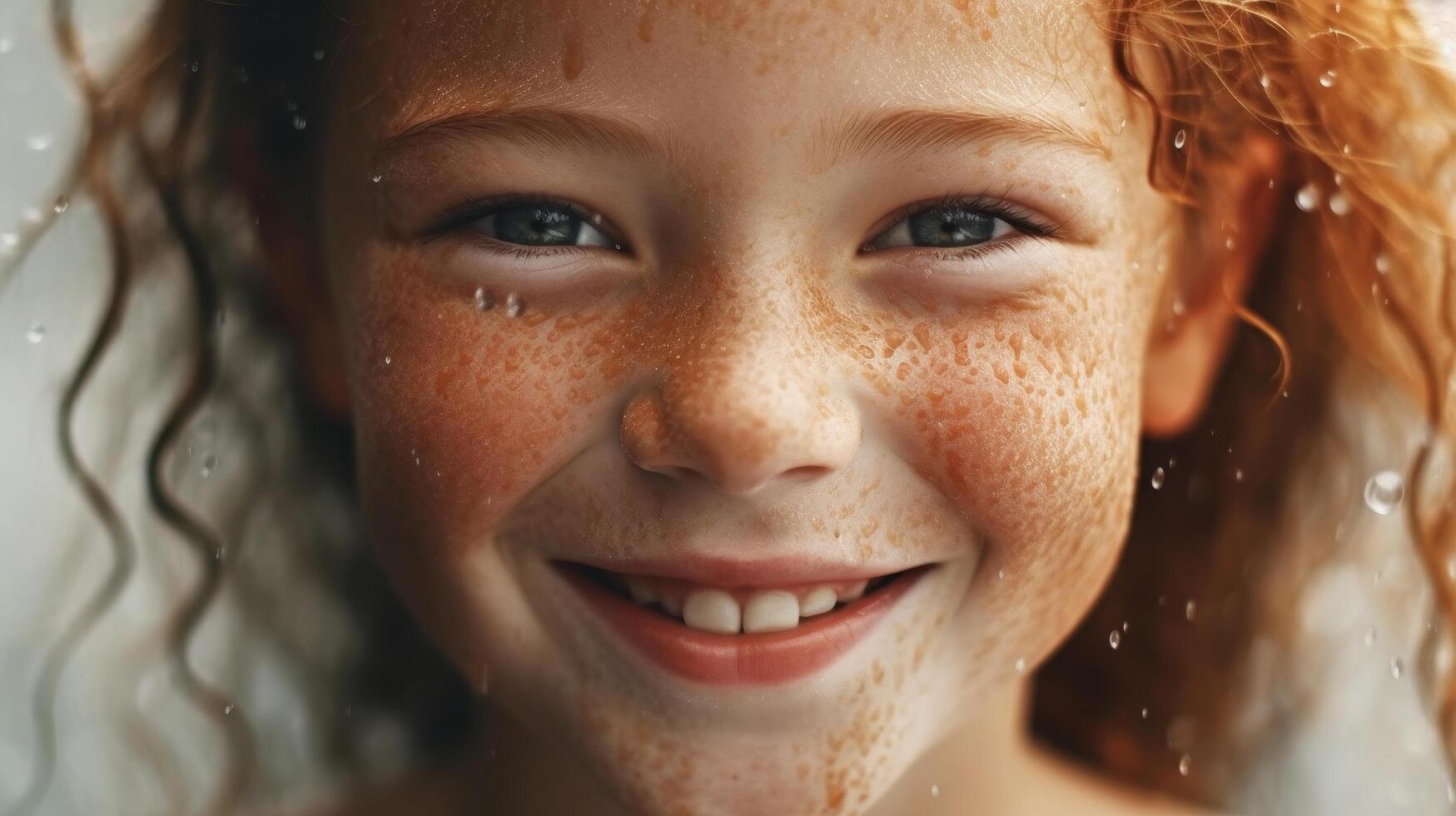 happy smiling child with freckles photo