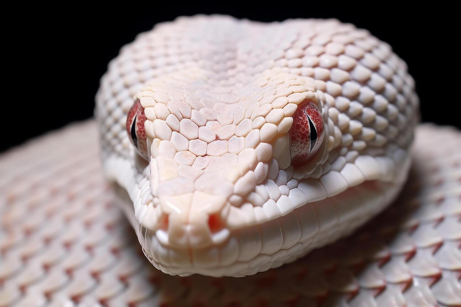close up of a white snakes head photo
