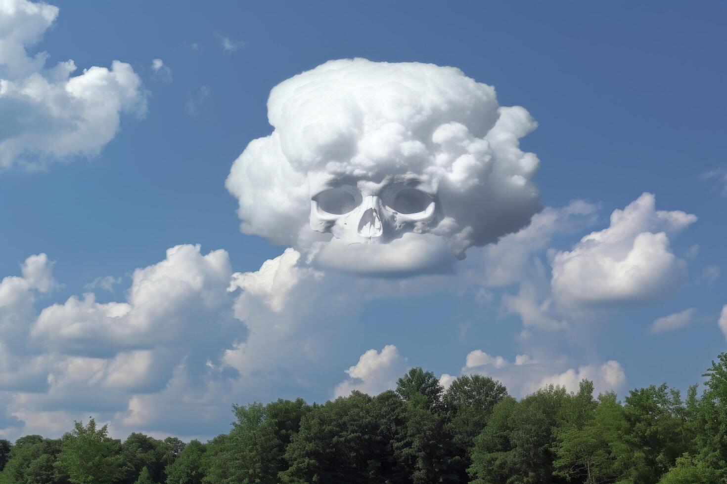 Ominous skull shaped cloud in the sky photo