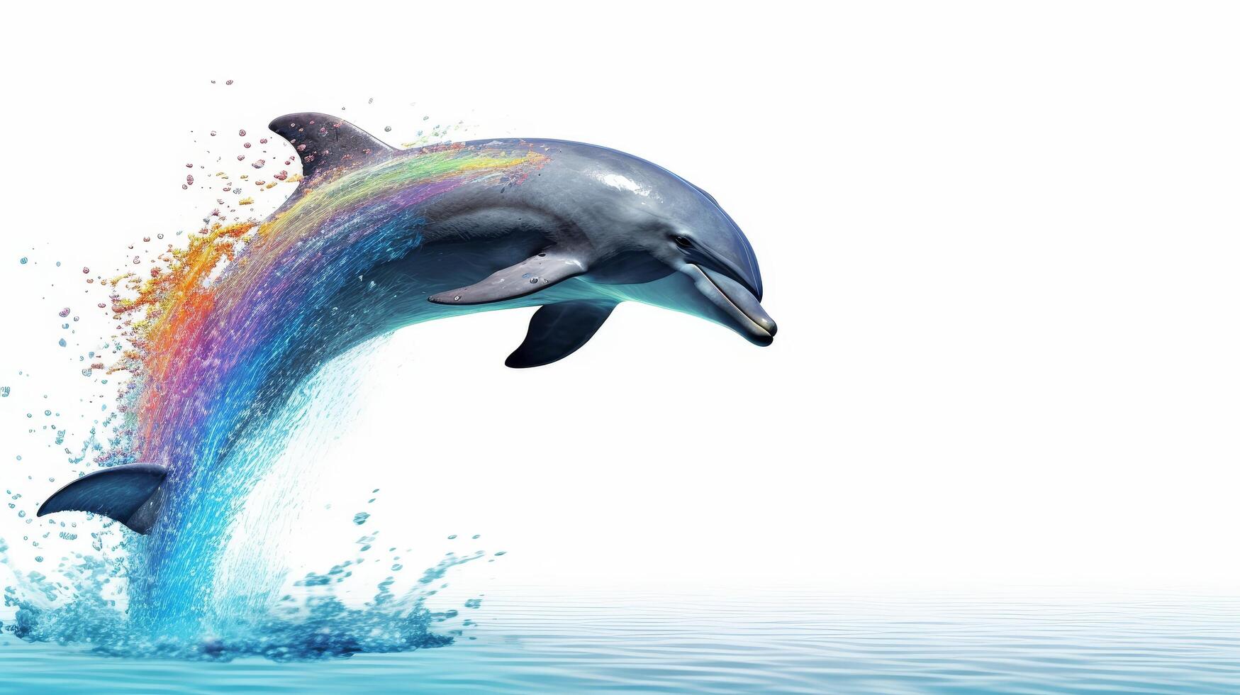 Colorful dolphin jumping out of the water photo