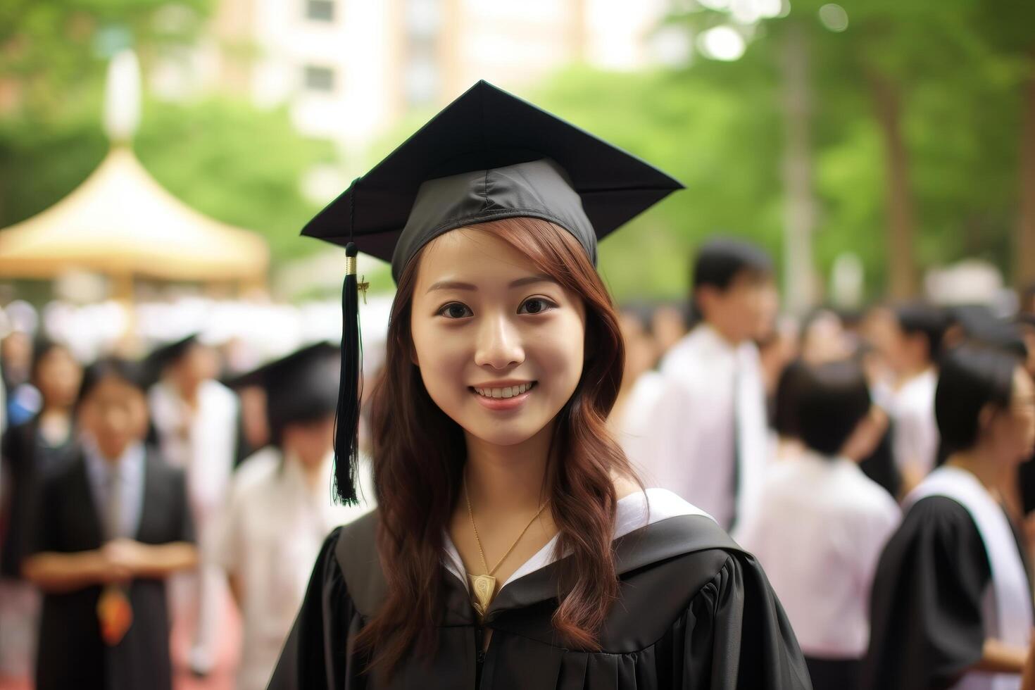 smiling graduate in cap and gown photo