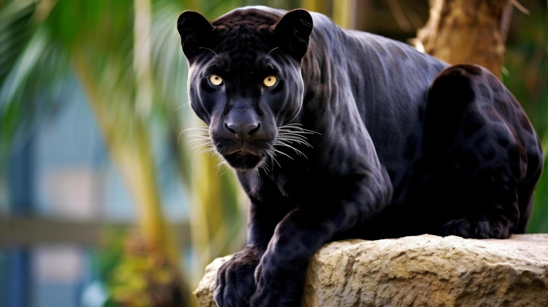 Powerful black panther in the wild photo
