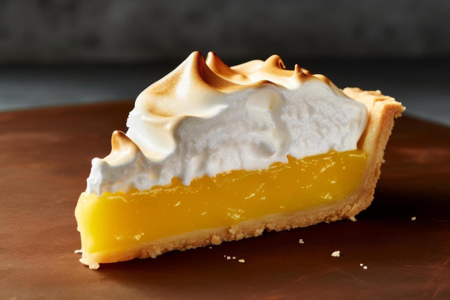 Delicious lemon meringue pie slice photo