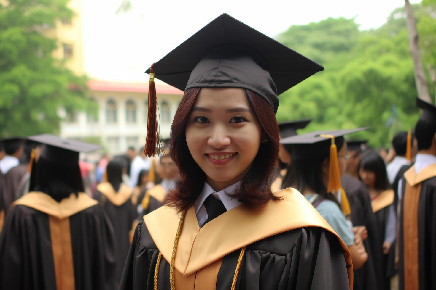smiling graduate in cap and gown photo