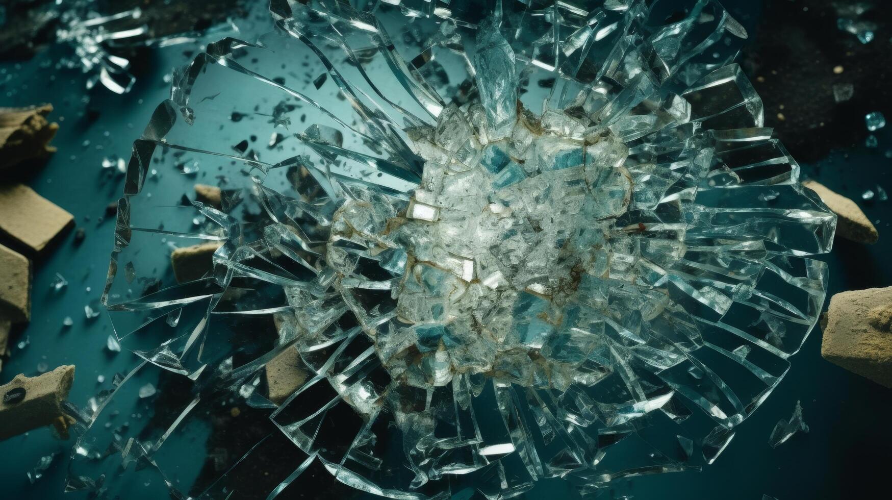 Shattered glass texture with abstract patterns photo