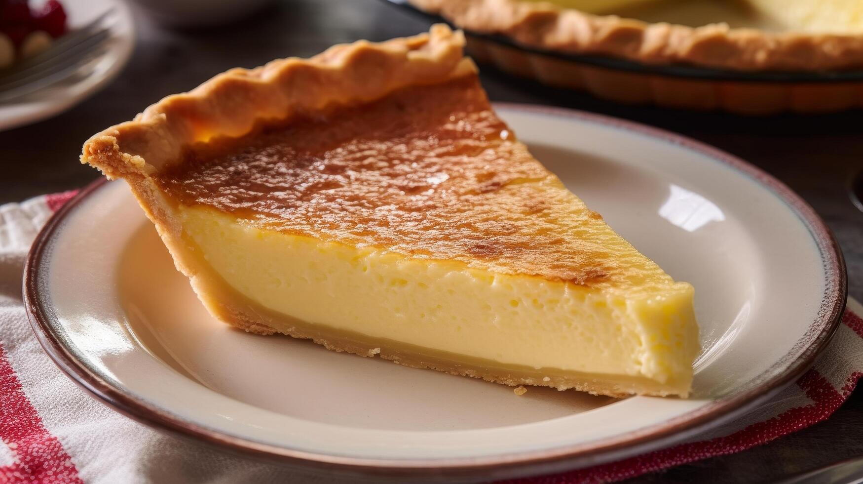 Delicious homemade custard pie slice photo
