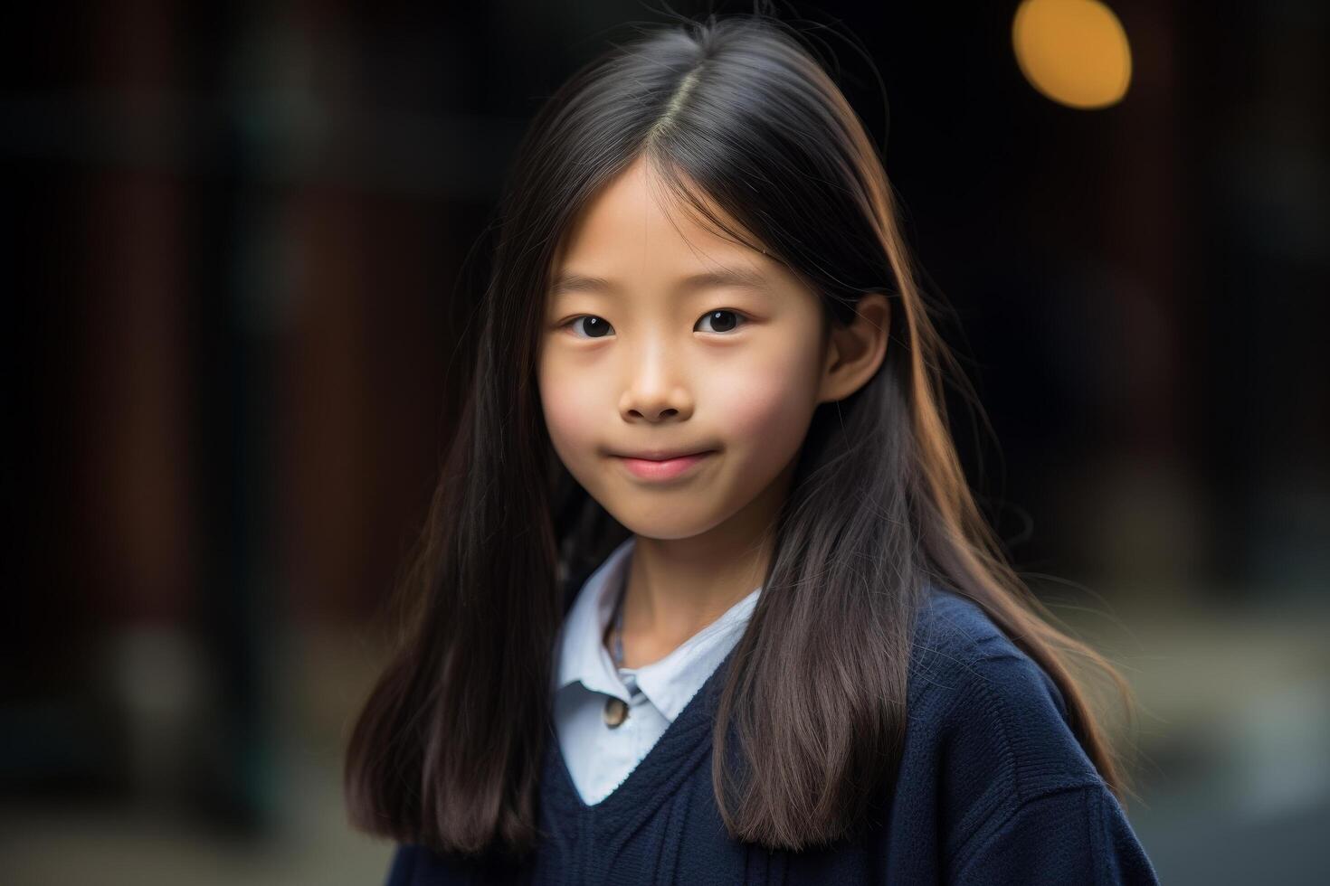 young asian girl with long dark hair photo